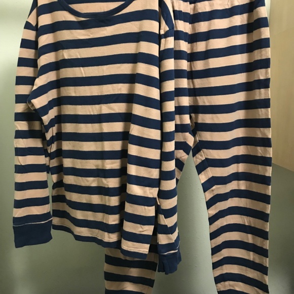 Leveret Mens Small Brown and Navy Striped Cotton PJs - Picture 7 of 7